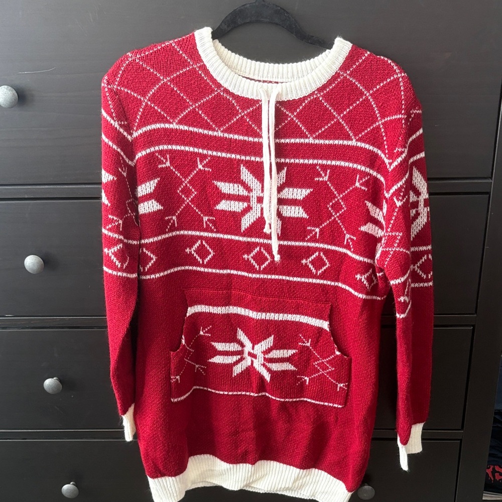 Festive Red and White Women's Crew Neck Sweater